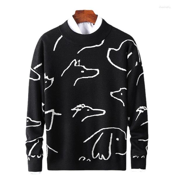 Männer Pullover 2023 Slim Fit Pullover Cartoon Gestrickte Panda Pullover Winter Bottoming Shirt Dicke Lose Mode Herbst Mantel Chinesische Flut