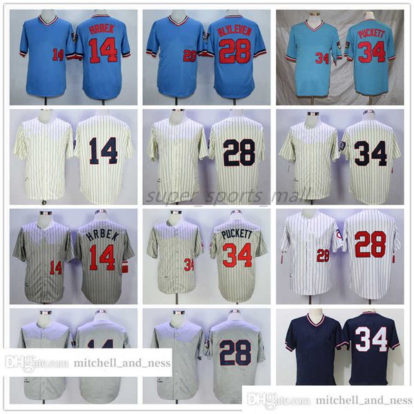 Vintage Movie Baseball Wears Jersey 34 Kirby Puckett 29 Rod Carew 28 Bert Blyleven 14 Kent Hrbek 1969 Uomini Donne Giovani Taglia S-XXXL