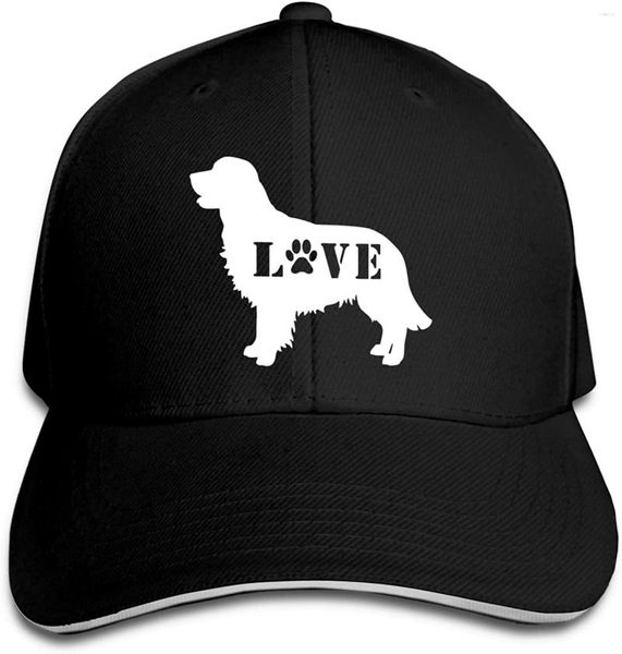 Ball Caps Golden Retriever Love Dog Cap Beyzbol Hip Hop Trucker Sandviç Şapkası Spor Siyah