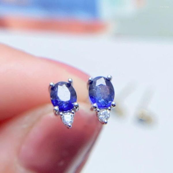 Серьги -грибы Yulem Classic Blue Sapphire 4mm 5mm Natural Silver Solid 925 Ювелирные изделия