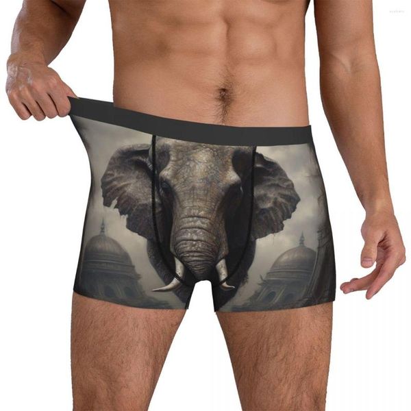 Cueca Elefante Roupa interior Mystic Surrealist Grotesque Ilustrações Masculino Boxer Cueca Calção Elástico Estampado Calcinha Tamanho Grande