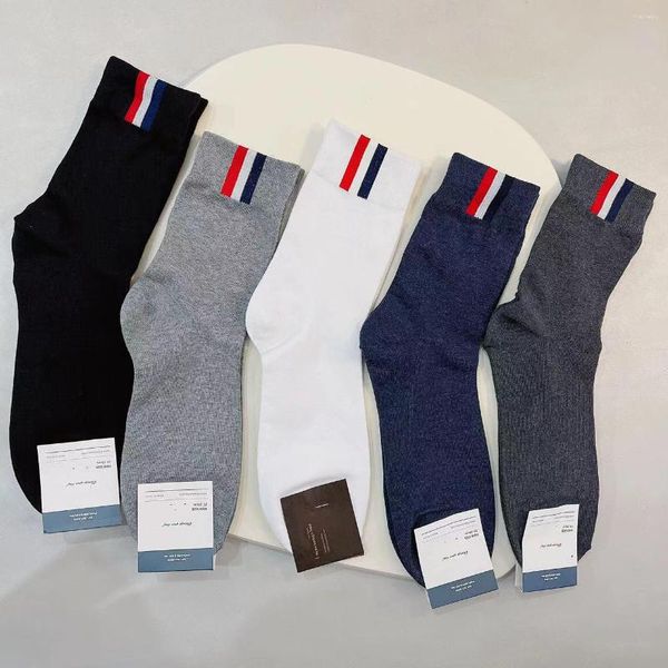 Herrensocken, Gentleman, gestreift, einfarbig, gekämmte Baumwolle, Business-Stil, Sport, mittlere Röhre, Jungen, Skateboard, Neuheit, atmungsaktiv, Geschenke