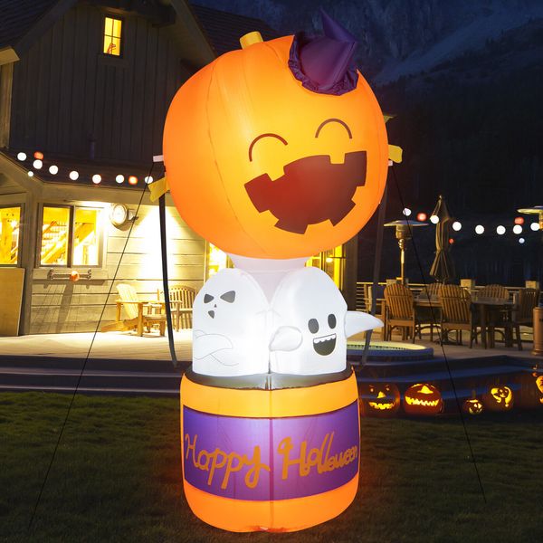 Fantasma della mongolfiera gonfiabile della zucca di Halloween da 6 piedi che fa esplodere la decorazione del cortile