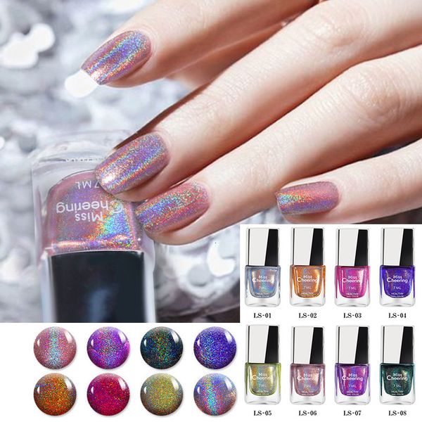 Nagellack Holographic Rainbow Laser Lack Glänzende Glitzernägel 3in1 Wasserbasiertes Nagel Kunst Lak Art Gel YZL1 230802