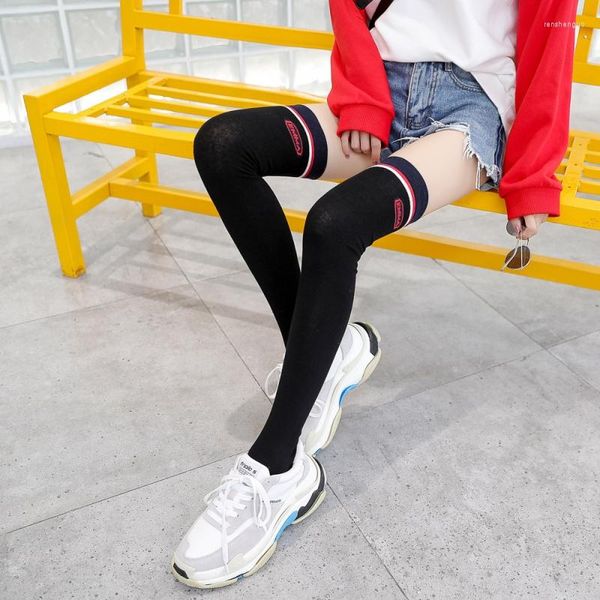 Meias femininas de algodão fofas JK joelho outono e inverno antiderrapante letras coxa alta estilo coreano japonês meias longas Kni