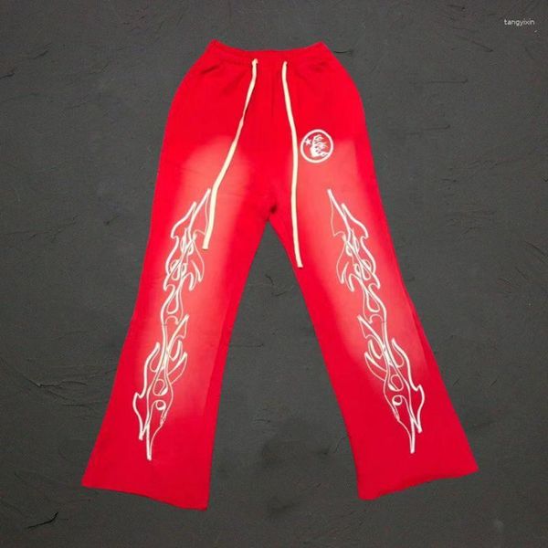 Calças Masculinas Red Hellstar Calças com Estampa Grafite Vintage Hiphop Streetwear Calça de Moletom Feminina Masculina