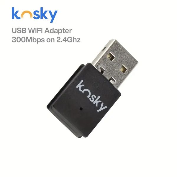 Kosky KS-wa300 | USB Wi -Fi Adapter | 300 Мбит / с | 2.4G Беспроводной адаптер | Мини -беспроводная сетевая карта | Wi -Fi Dongle для ноутбука/настольного компьютера/ПК | Поддержка Windows, Mac OS, Linux | 802.11n