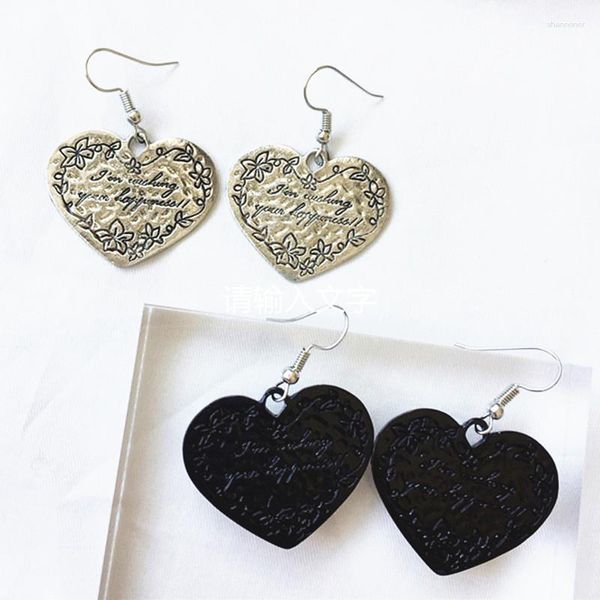 Orecchini a bottone Vintage Punk stampa lettere Amore cuore rame per donna Gioielli retrò Brincos Bijoux Regali all'ingrosso