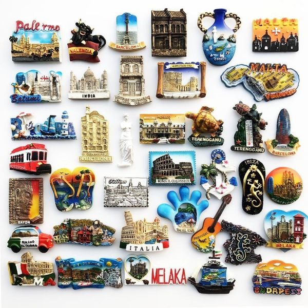 Magneti per il frigo Paese Turismo d'oltremare Souvenir Malesia Italia Malta Polonia Tailandia Portogallo World Travel Souvenir Magnetic 230802