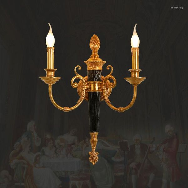 Lampade da parete Prezzo all'ingrosso Applique in rame vintage italiano Lampada decorativa a 2 luci Lampada da interni di lusso in ottone