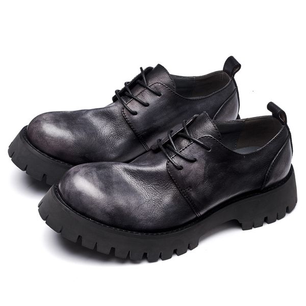 Sapatos sociais masculinos modernos, estilo britânico, fundo grosso, 5 cm, casual, couro macio, oxfords masculino, salto alto, salto alto, forma plana 230801