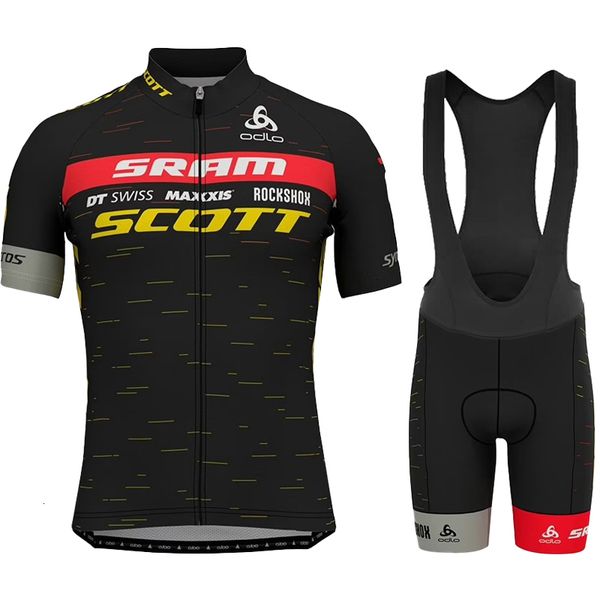 Bisiklet forması setleri Scott Cycle Summer Giyim Mens Bisiklet Ekipmanları Spor Seti MTB Erkek Dağ Bisikleti Bib Şort 230801