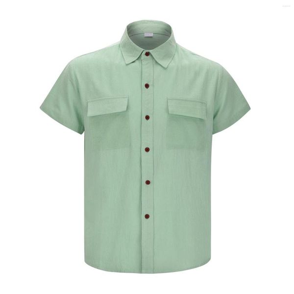 T-shirt da uomo manica lunga da bagno per uomo estate maschile Hawaii camicia solida corta doppia confezione con bottoni sul cavallo