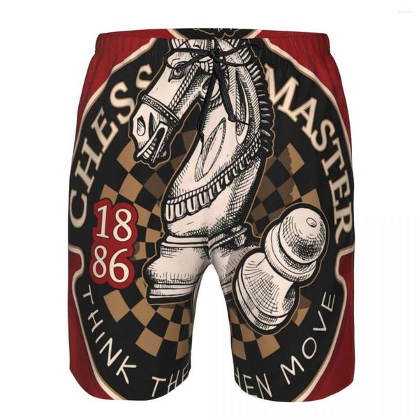 Shorts Masculino Roupa de Banho Masculino Cavaleiro Xadrez Figura com O Peão Calção de Banho Masculino Calção de Banho Roupa de Praia