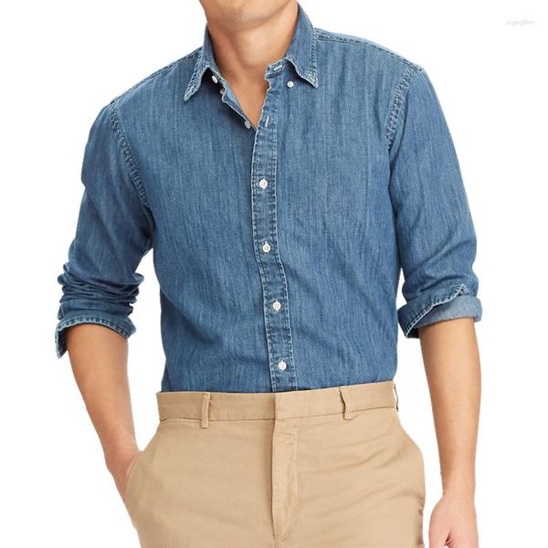 Männer Casual Hemden 2023 Kleine Bunte Pferd Baumwolle Denim Jeans Männer Langarm Für Liebhaber Stil Frauen Denimm