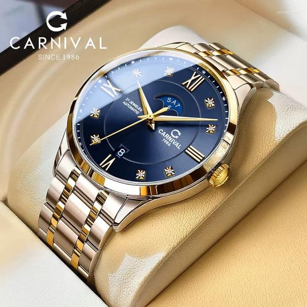 Avanços de pulso Carnaval Japão Japão Miyota Relógio mecânico Men 316L Aço inoxidável Sapphire Business Watches Mens Watches