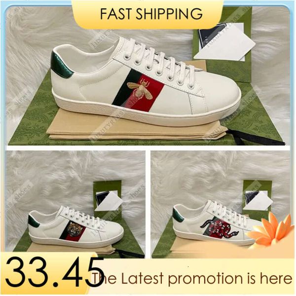 Sapatos masculinos femininos de grife Tênis Bee Ace Sapato casual baixo Tênis esportivo Snake Tiger bordado branco listras verdes Jogging mulher