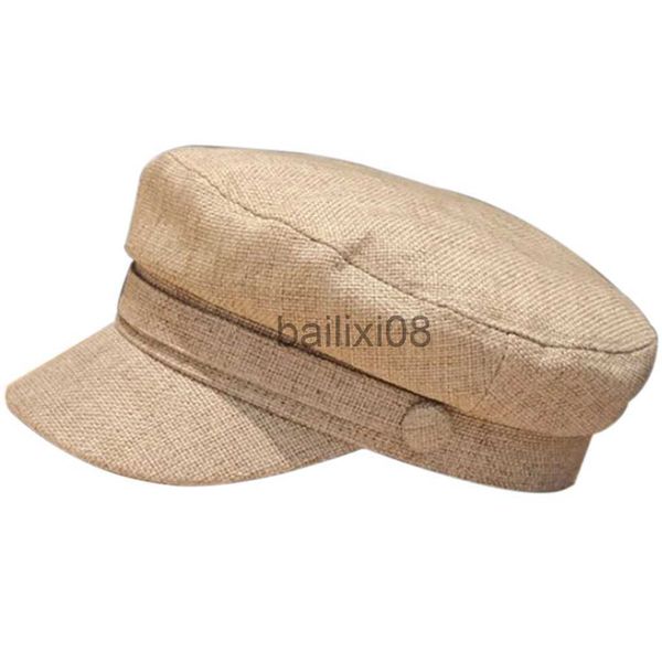 Cappelli a tesa avari Cotone Lino Marinaio Capitano Cappellini Berretto berretto bretone retrò Flat Top Cappello pescatore strillone Unisex J230802