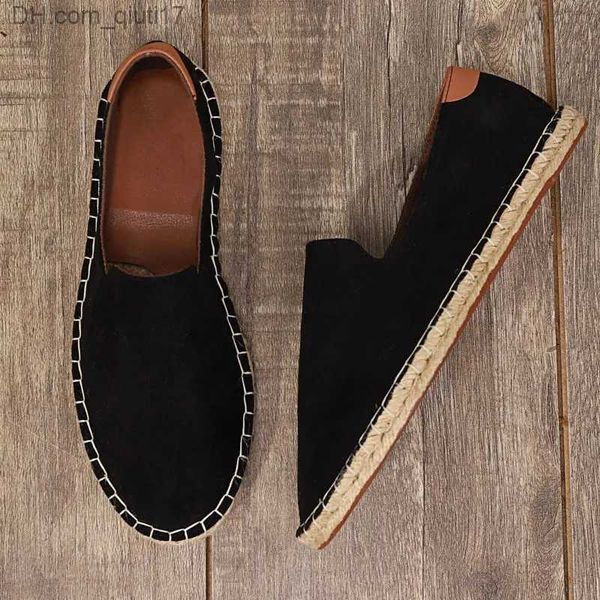 Kleidschuhe, flache Schuhe im chinesischen Stil, Vintage-Männer, lässige Slipper, leichte, atmungsaktive flache Schuhe für Herren, solide Slipper, Segeltuchschuhe Z230802