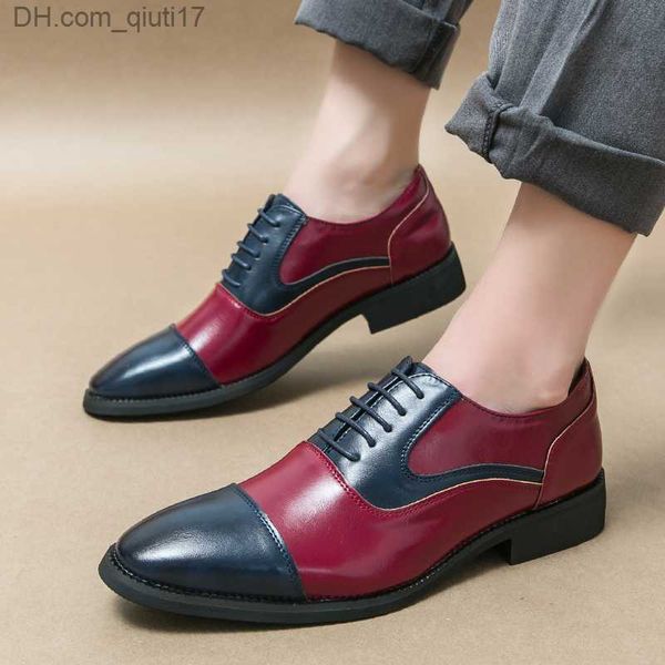 Sapatos sociais de luxo sapatos de casamento para meninos couro masculino sapatos de igreja vinho bordô Oxford social cavalheiro conjunto casual sapatos de negócios Z230802