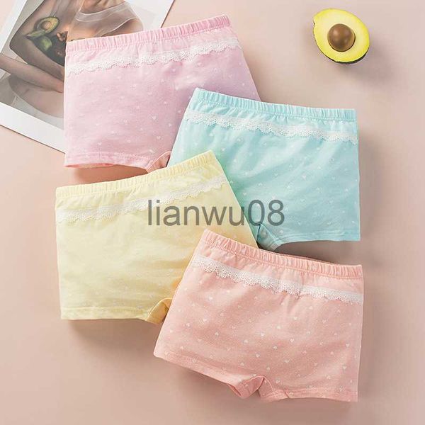 Mutandine Ragazze Intimo di pizzo Adolescenti Mutandine Boxer 2022 Pantaloncini tinta unita per bambini da 4 a 15 anni Abbigliamento per bambini Slip in cotone x0802