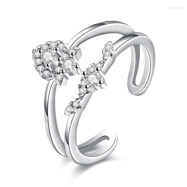 Rings de cluster incrível austríaco brilhante cristal branco/rosa cor de ouro jóias de moda para mulheres/meninas por atacado