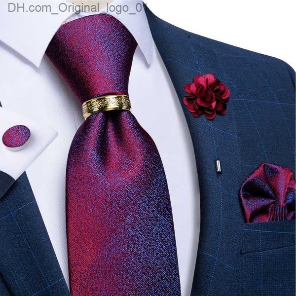 Gravatas de pescoço Roxo vermelho azul sólida gravata masculina 8 cm de largura gravata de seda acessórios masculinos para festa de casamento bolso botões de punho quadrados broche Z230802