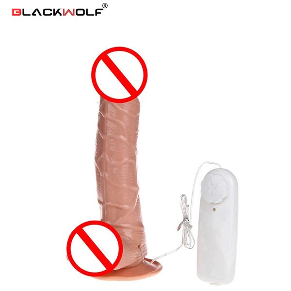 Dildos/Dongs Black Wolf 19cm Enorme Dildo Super Macio Silicone Velocidade Grande Dildo Vibrador pênis realista com ventosa brinquedos sexuais para mulher 230801