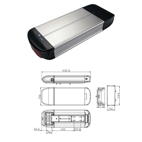 36V 48V Gepäckträgerbatterie 10,4Ah 12Ah 13Ah 15A für 250W 350W 500W 750W Gepäckakku Elektrofahrrad