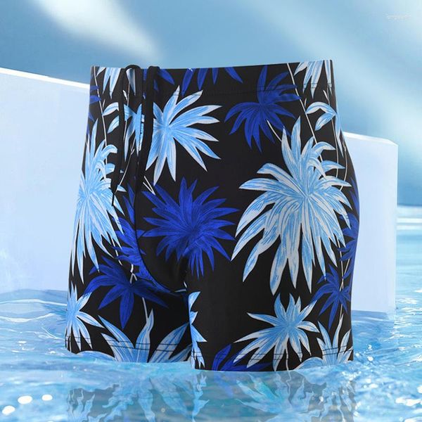 Roupa de banho masculina Cueca boxer masculina com estampa de árvore de coco Maiô de praia Calção de banho para esportes aquáticos Roupa de praia