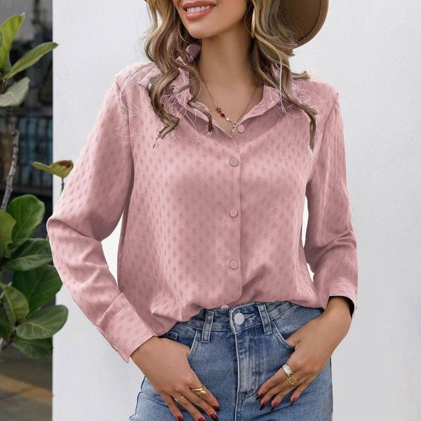 Frauen Blusen Taste Unten Satin Shirts Langarm Revers V-ausschnitt Casual Arbeit Kühlung Atmungs Schlank Blusa Mujer Moda 2023