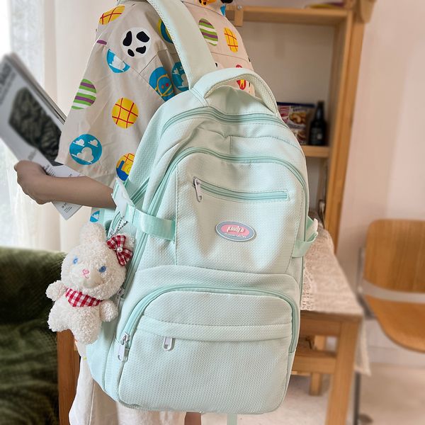 Okul çantaları kız modaya uygun kolej sırt çantası moda kadın seyahat çantası kadınlar kawaii genç naylon dizüstü bilgisayarı bookbag serin öğrenci 230801