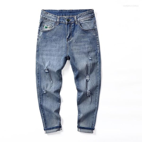 Мужские джинсы 2023 Черно -голубые грузовые мужчины модная уличная одежда Джинсовая брюки брюки повседневная мешкова