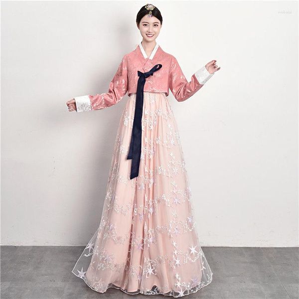 Roupas étnicas Chiffon Vestido Coreano Traje Feminino Traje Nacional Tradicional Adulto Apresentação de Dança Xianzu