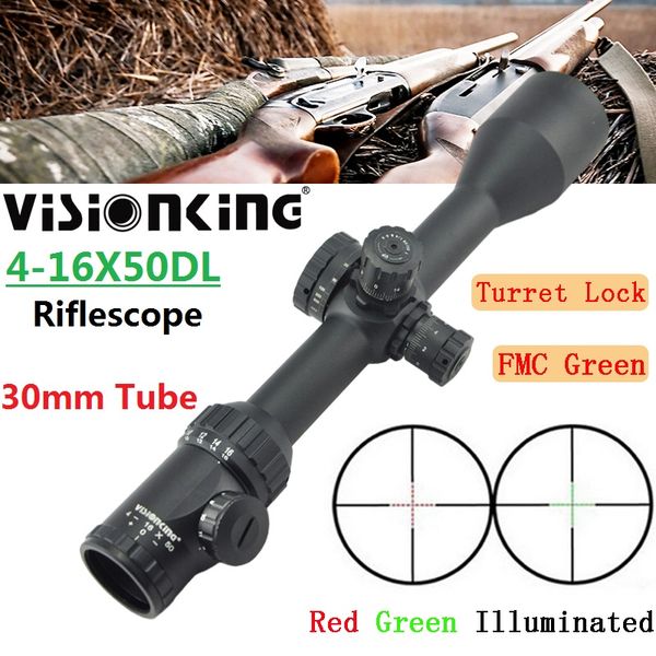 Visionking 4-16x50 FMC Riflescope Nitrogênio caça à prova d'água Mil-Dot iluminado retículo alvo mira óptica .308 .30-06 .338