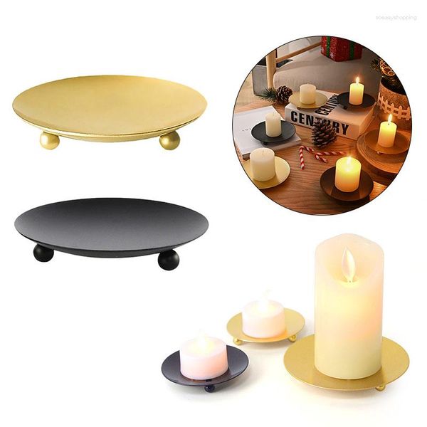 Portacandele 1 Pz Decorazione per la casa Portacandele Oro nero Arte del ferro Rotondo Creativo Tazza romantica moderna