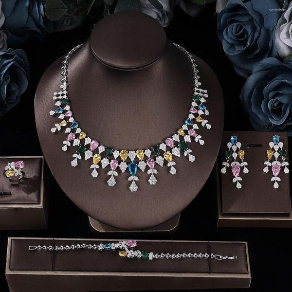 Conjunto de colar de brincos cópias de joias caras para mulheres conjuntos femininos elegantes brinco de noiva
