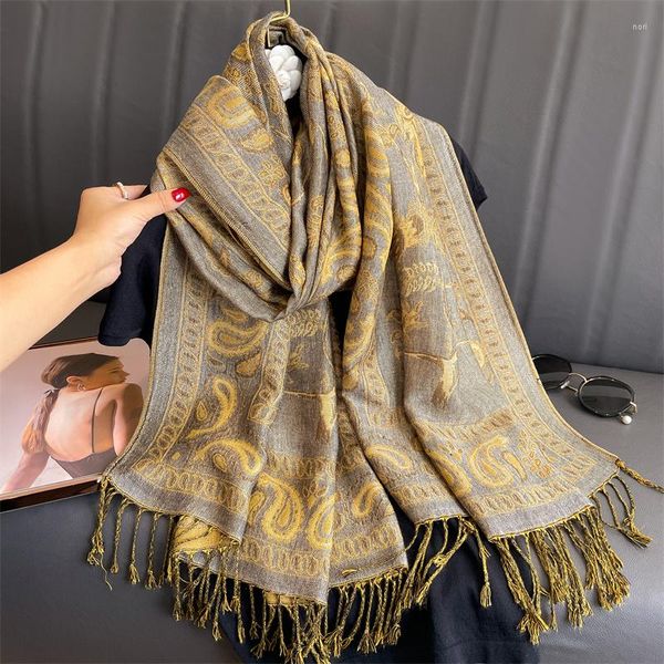 Lenços 70x190CM Lenço Feminino Algodão Jacquard Grande Xale Moda Elegante Senhora Longo Estampado Decore Proteção Solar Bandana