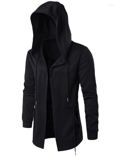 Jaquetas masculinas corta-vento capa jaqueta com capuz masculino primavera escuro capa longa hip hop manto agasalho moleton masculino manga casaco 4xl 5xl