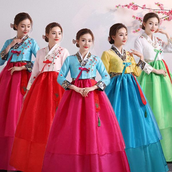 Ethnische Kleidung für Damen, koreanisches traditionelles Kostüm, Minderheitenaufführung, Gerichtskleidung, Blumenjahr, Hochzeit, Party, Tanzkleid