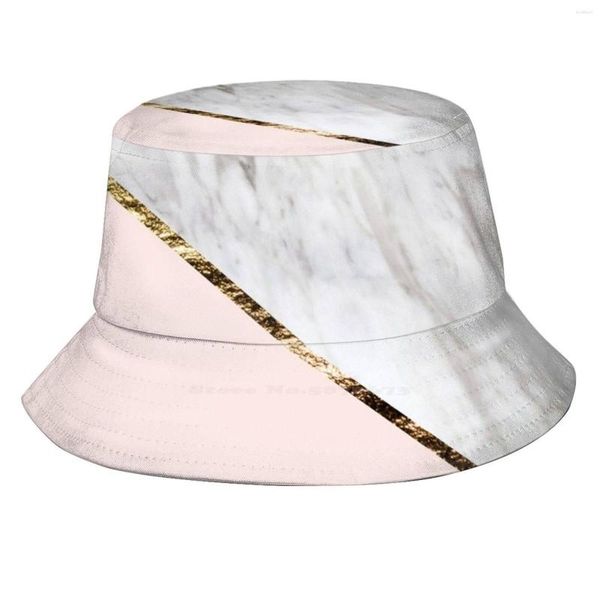 Berretti Series-Marble Blush Geo Pattern Cappelli Cappello da esterno Cappellino da sole Pesca rosa e bianco pastello oro rosa grigio grigio marmorizzato