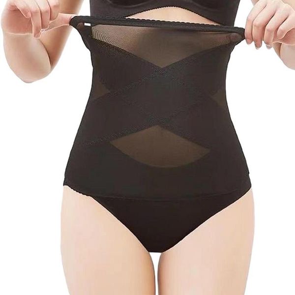 Kadın şekillendiricileri göbek kontrol kemeri çapraz örgü kuşak bel şekillendirme gövde şekillendirici mide shapewear karın germe