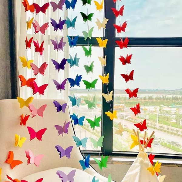 Украшение вечеринки 2,7 млн. Красочная 3D Butterfly Paper Paper Banner Banner на день рождения детский душ Свадебный фестиваль DIY HANGING