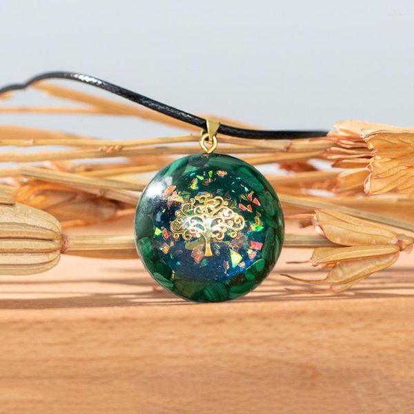 Collane con ciondolo Albero della vita Collana girocollo con cristalli e pietre curative - Energia Malachite Reiki Gioielli per ragazze Regali spirituali