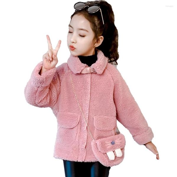 Giacche Cappotto per ragazza Tinta unita Pelliccia Cotone imbottito Giacca per bambini Abbigliamento per adolescenti 6 8 10 12 14