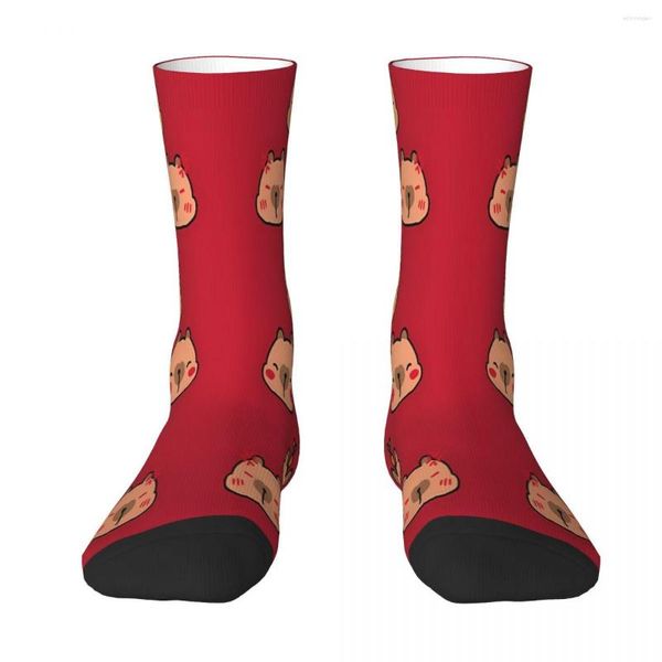 Herrensocken Rot Capybara Meerschweinchen Socke Herren Damen Polyesterstrümpfe Anpassbar Hip Hop