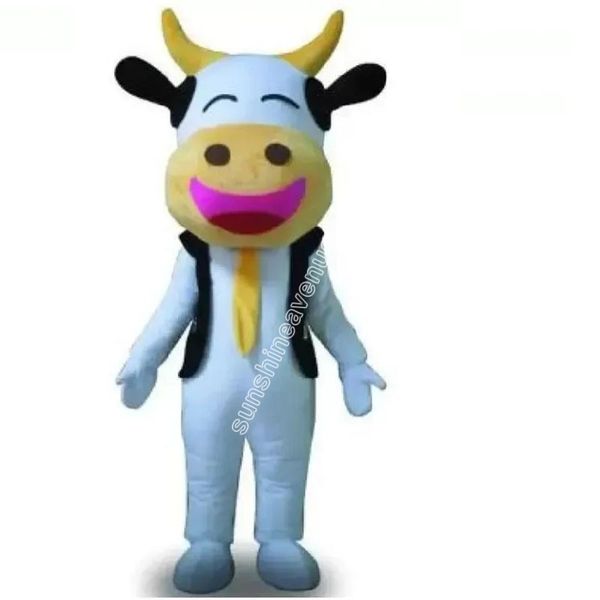 Costume da mascotte di mucca mascherata professionale Top Cartoon Personaggio a tema anime Carnevale Unisex Adulti Taglia Natale Festa di compleanno Vestito da esterno