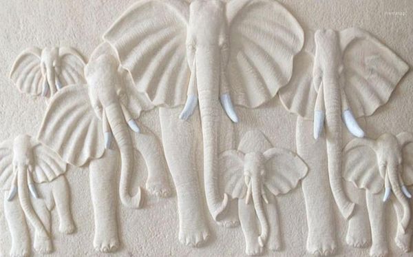 Duvar Kağıtları 3D Stereoskopik TV Arka Plan Duvar Kağıdı Oturma Odası Yatak Odası Po Elephant Rahatlama