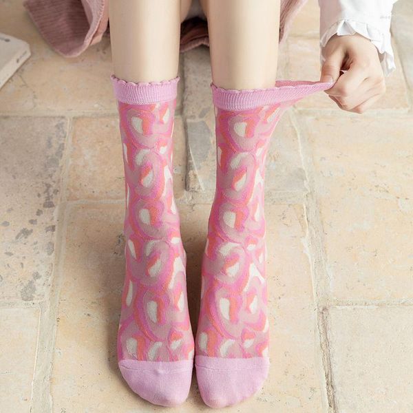 Frauen Socken Casual Atmungsaktive Spitze Sommer Ultra-dünne Transparente Kristall Seide Mode Harajuku Vintage Elastische Lange