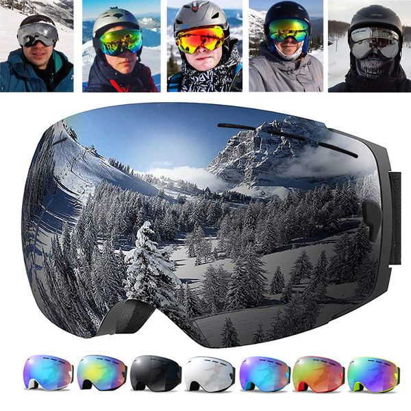 Kayak gözlük kayak gözlük snowboard gözlükleri set kış açık spor kar güneş gözlükleri uv400 katmanlar lens erkekler için bavul önleme gözlük gözlüğü
